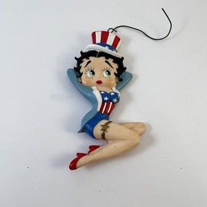 Betty Boop Christmas Ornament High Heel Betty 2000 Patriotic TM Hearst Red Blue